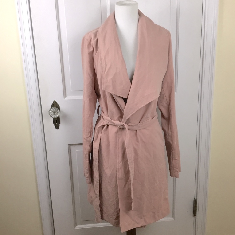 Pink Trench Coat Jacket Belted size M